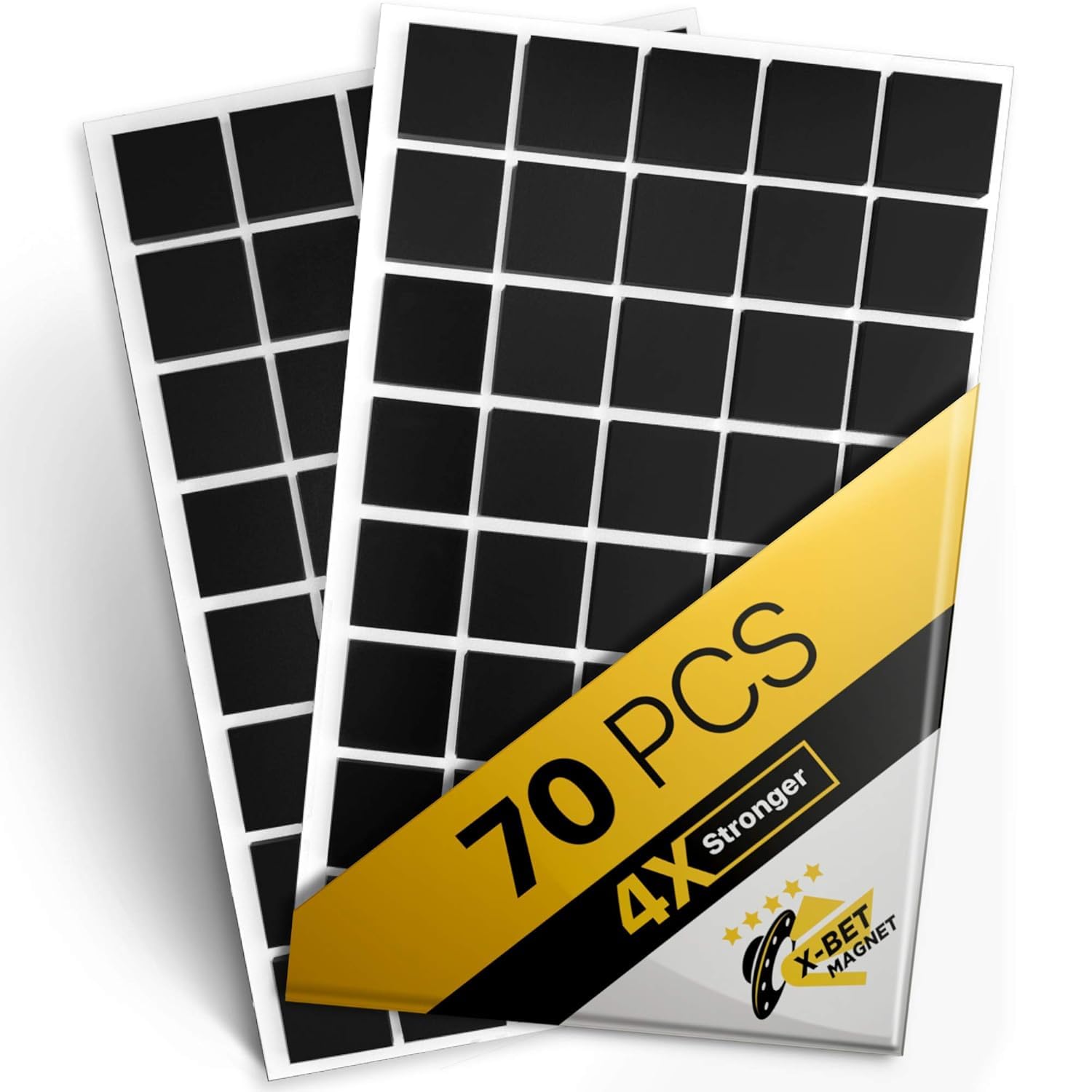 Magnetic Squares - 1 Tape Flexible Magnetic Sheet of 70 Self Adhesive Magnetic Squares (each 2cm x 2cm) - Sticky Magnets - Ideal Alternative to Magnetic Roll, Magnetic Strip and Magnetic Stickers