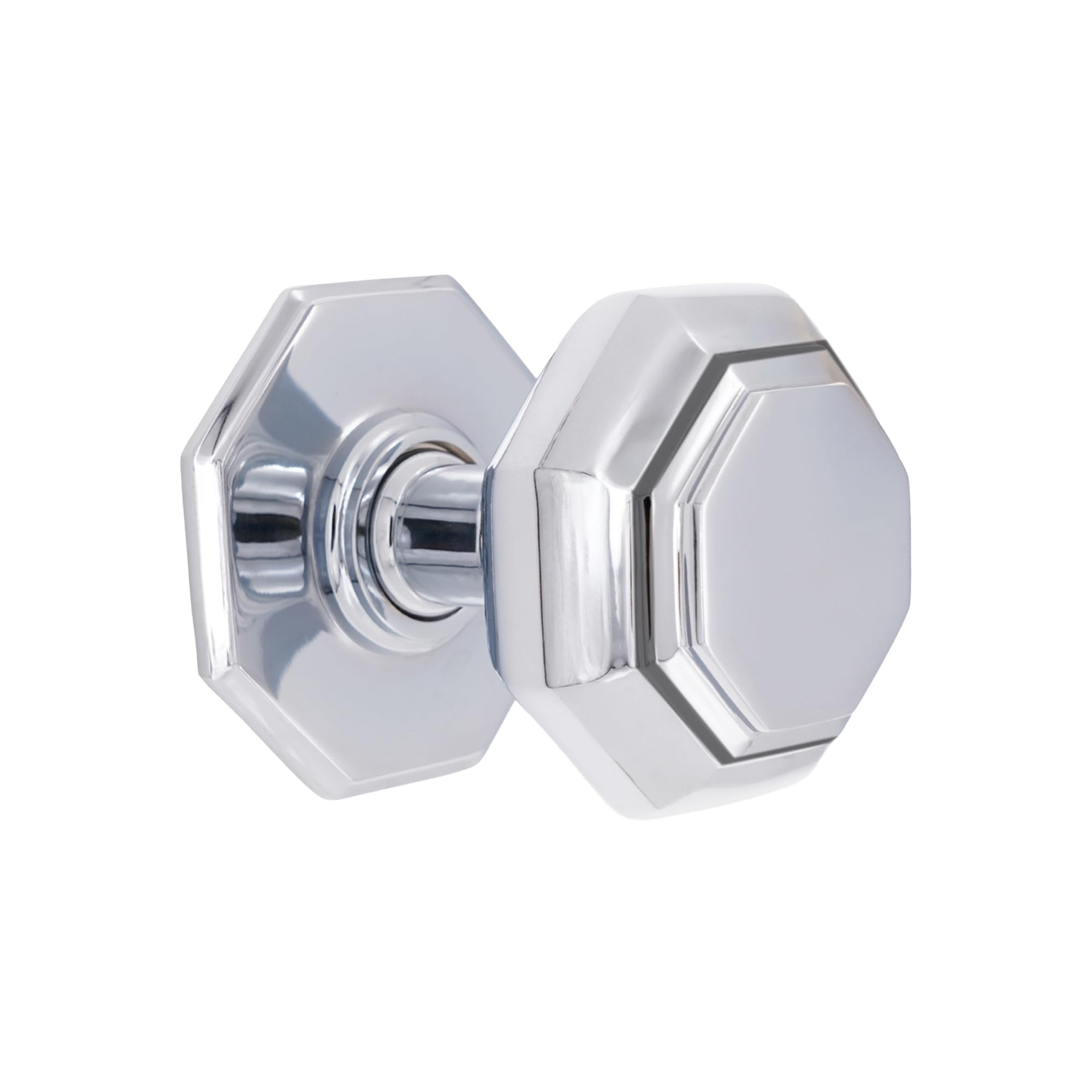 Infinity Decor Large Octagonal Polished Chrome Center Doorknob – Solid Brass Stylish Front Door Pull Handle for External and Interior Use