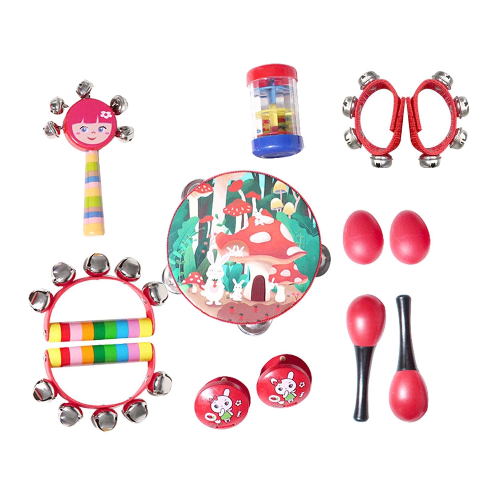 13 pezzi strumenti a percussione in legno set musica per neonati bambini rosso 13 pezzi set