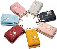 Floral Embroidered Mini Crossbody Wallet for Women - Detachable Adjustable Strap for Daily Use & Shopping