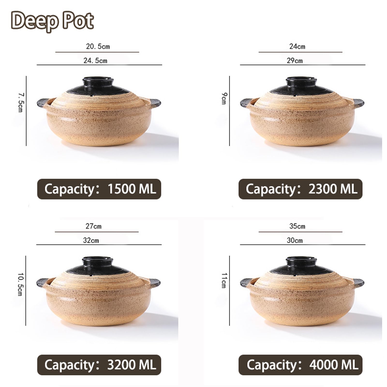 Cazuela de Cerámica Japonesa,Cazuela de Barro,Olla Redonda de Barro,Cazuela de de cerámica sopas,Olla de cerámica for cocinar,Fácil de Limpiar,para Hacer sopas,cocinar arroz y guisos