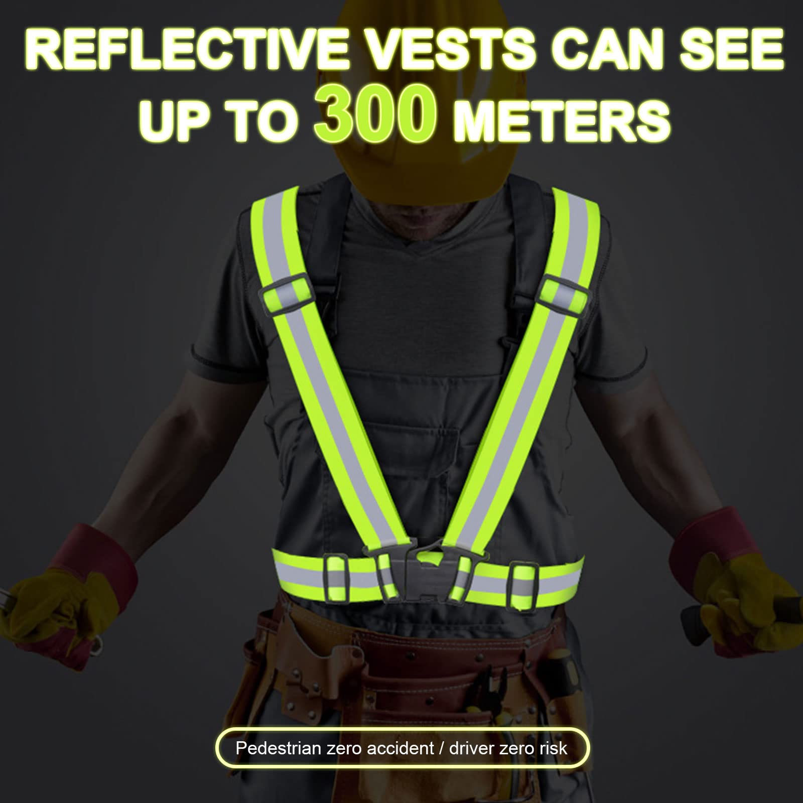 TSHAOUN Gilet Riflettente di Sicurezza,Gilet Catarifrangente, Gilet di Sicurezza Riflettente Regolabile di Sicurezza Gilet Fluorescente Unisex per Corsa, Ciclismo, Motociclismo