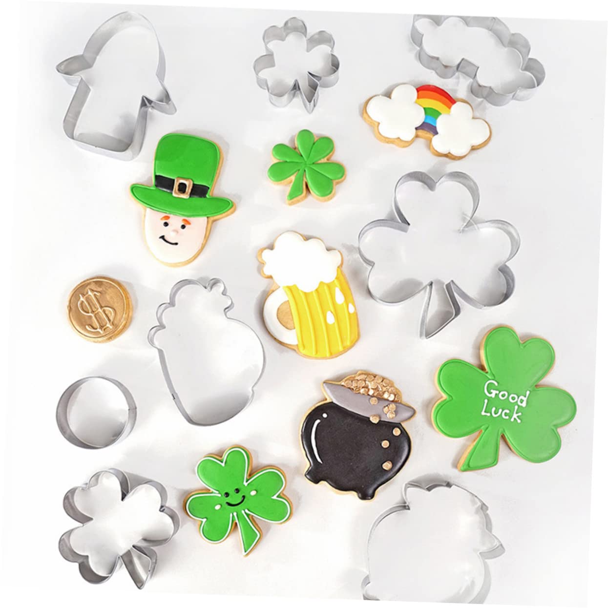 DECHOUS 5 Sätze Blatt-ausstechformen Mini Fallen Ausstechformen Dinosaurier-ausstechformen Keksform Ostern Easter Cookie Cutters Keksausstecher Zum Backen Backzubehör Silver 8 Stücke * 5