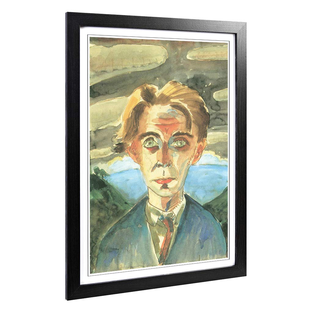 Big Box Art Framed Print of Walter Gramatte Self Portrait in Barcelona Design | Wall Art Picture | Home Decor for Kitchen, Living Room, Bedroom, Hallway, Black, A2 / 24.5x18 Inch / 62x45cm