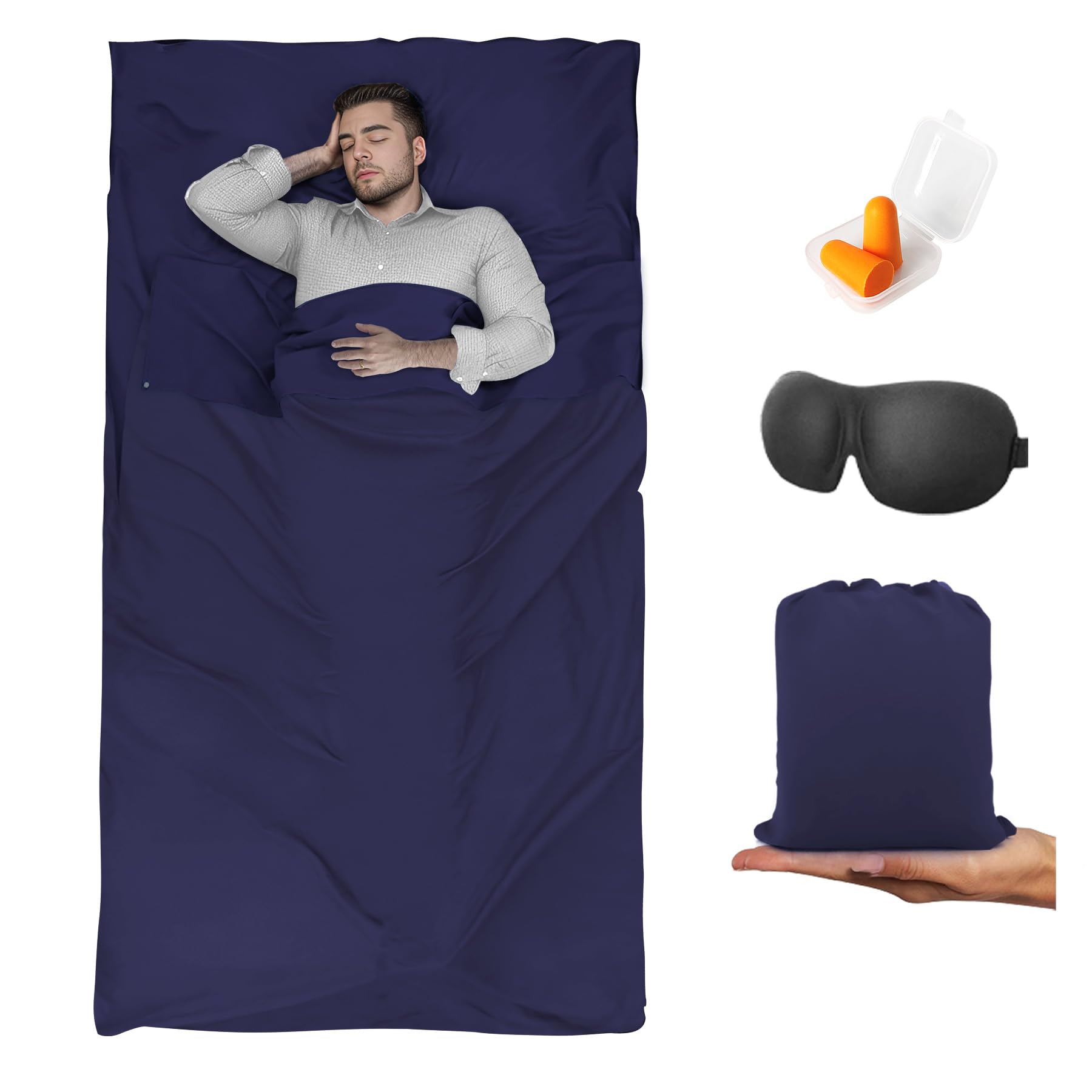 Sleeping Bag Liner,Travel Sheet &amp; Adult Sleep Sack, Camping Sheets Travel Sleep Sack for Backpacking,Hotels &amp; Hostels -Lightweight Single &amp;Double Travel Sheet Camping Sheets
