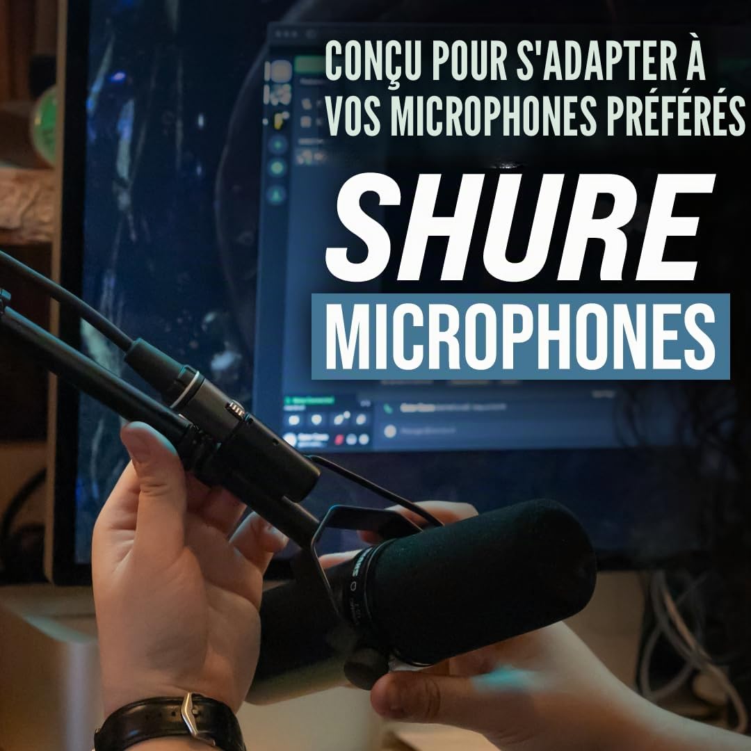 Shure by Gator Broadcast Desk Series ; pied de micro compact Shure à profil bas avec perche à section unique ; (SH-DESKTOP2)