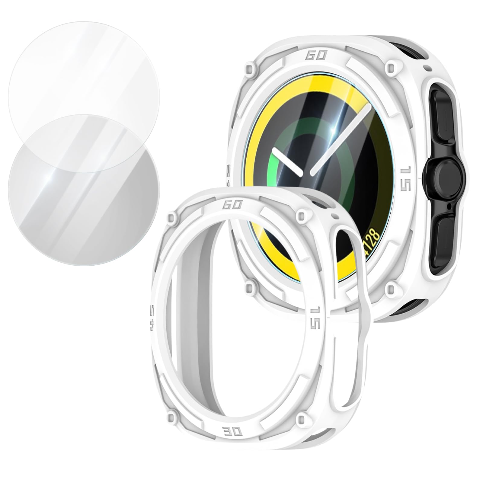 EasEasy Case Compatible for Samsung Galaxy Watch Ultra 47mm with 2 PCS Tempered Glass, Hollow-Out Soft TPU Protective Case Anti-Scratch Screen