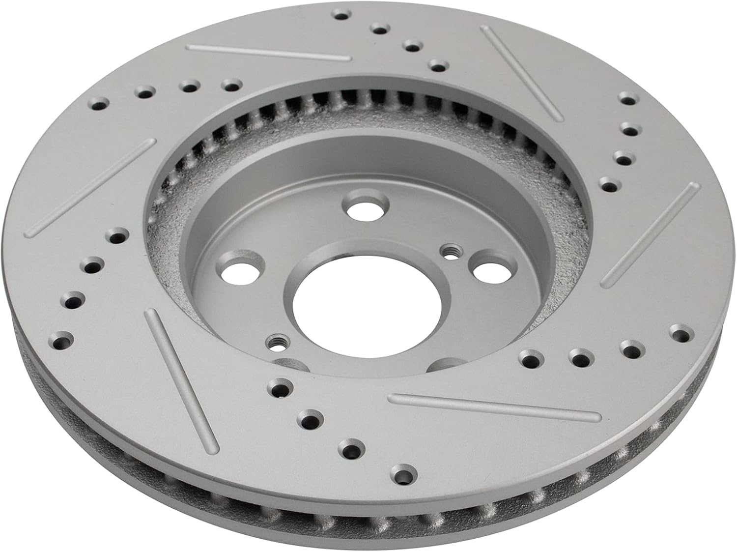 TRQ Performance Front and Rear Brake Rotor Set G Coated Drilled and Slotted Compatible with 2011-2013 Lexus CT200h 2010-2015 Toyota Prius 2012-2015 Prius Plug-In