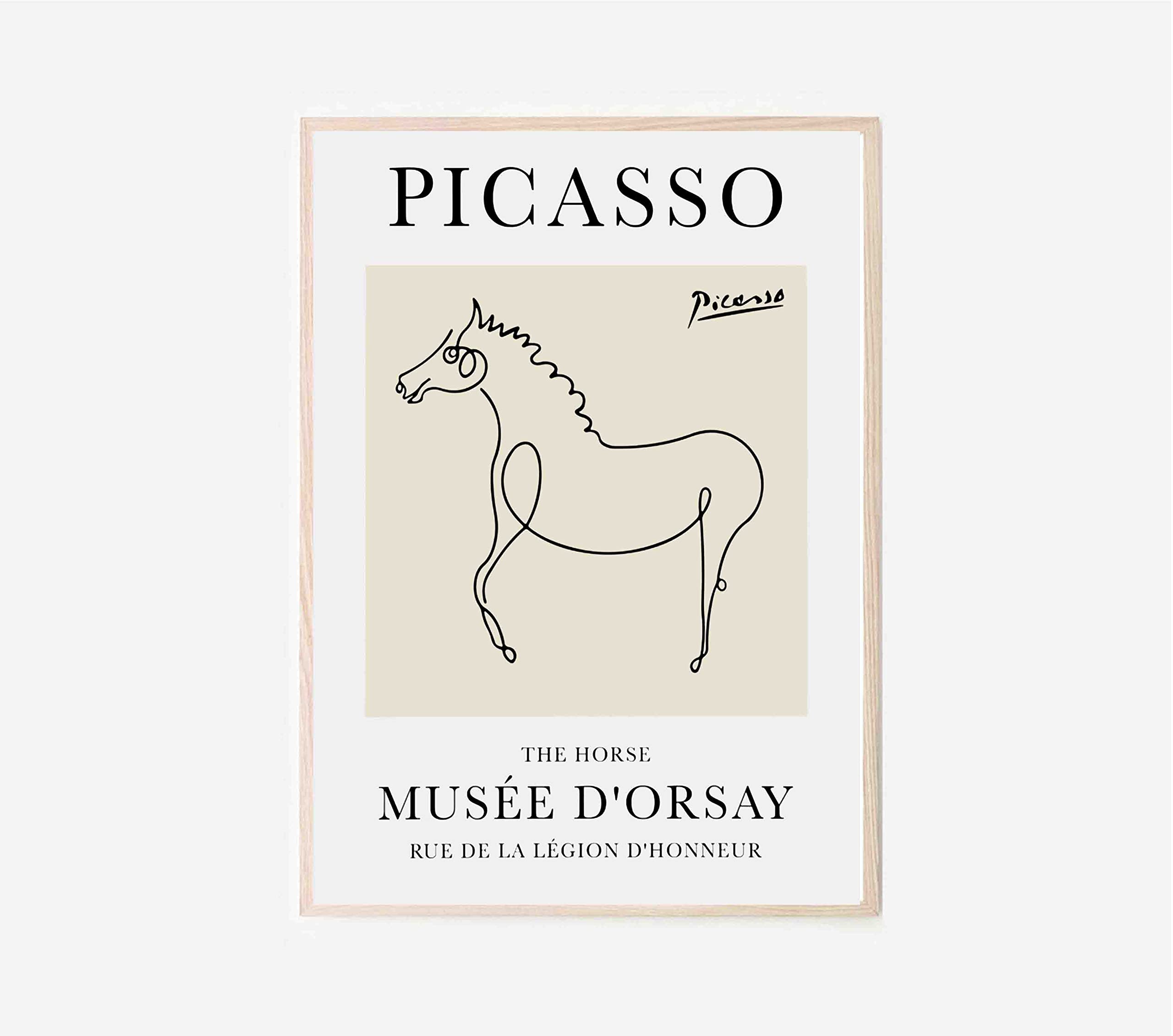 Ara Step Famous Pablo Picasso Paintings Wall Art Poster Prints UNFRAMED (297 x 420 mm 11.7 x 16.5 inches, Pablo Picasso Horse Sketch Line Drawing Art Print Esquisse Le Cheval, Museum Exhibition