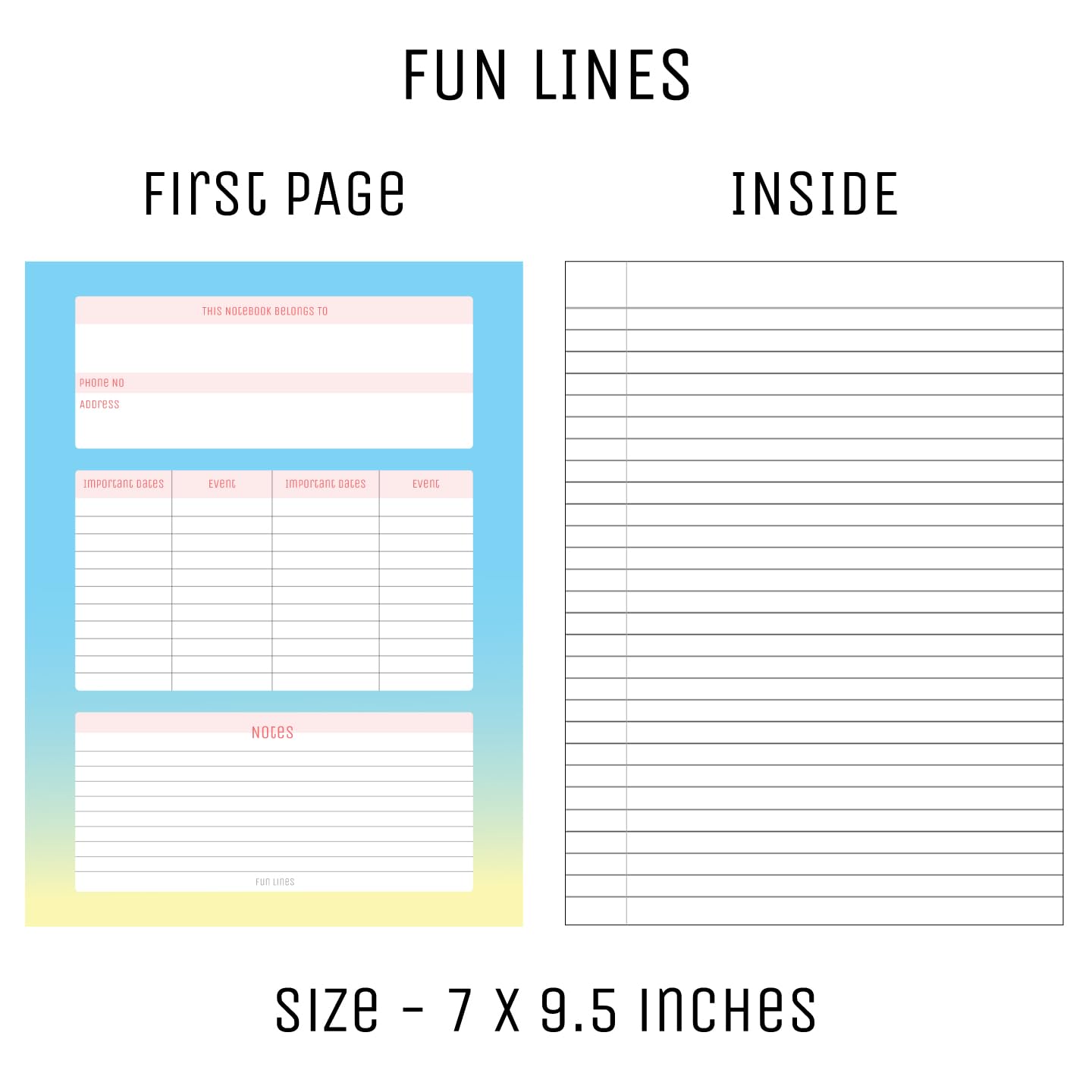 Fun Lines Premium Plastic Cover 6 Subject Notebooks I B5 I 300 Pages I Professional (Rainbow) 1