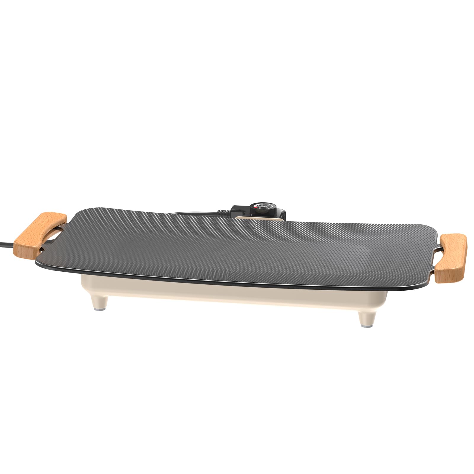 WOOX 1380W Plancha de Asar Eléctrica – Superficie 51x30 cm, Antiadherente, Comidas Familiares, Tortitas y Carne, Calentamiento Rápido, Sin PFAS, Asas de Roble, Fácil de Limpiar