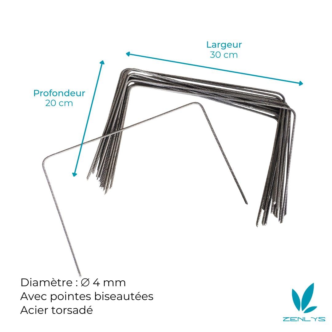 Lot de 50 Large XL Agrafes 30cm par 20/20cm fixation Métal pour toile de paillage ou geotextile avec pointes biseautées
