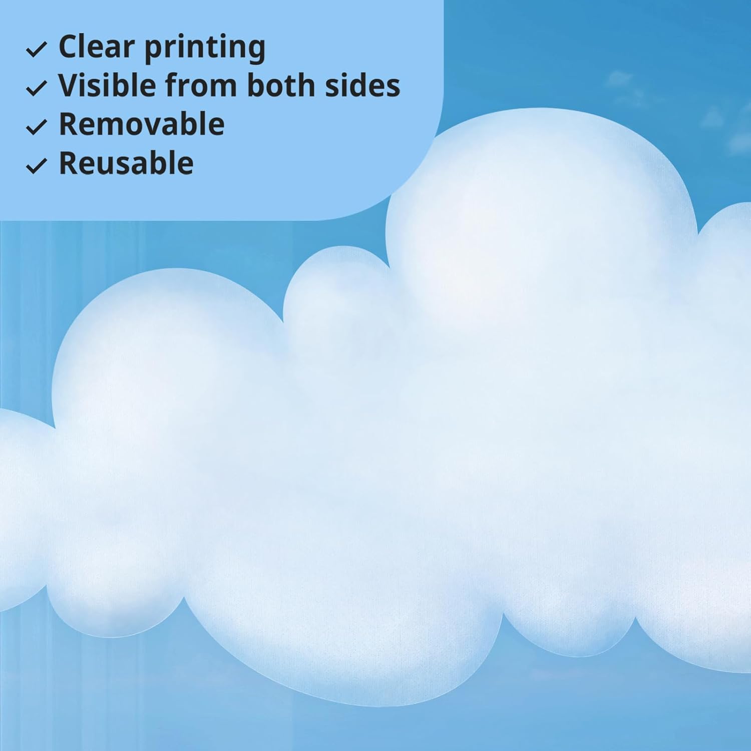 DECOWALL Cloud Window Clings – White Puffy Cloud Window Stickers for Kids Bedroom, Nursery, Bathroom & Playroom Decor, Reusable Double-Sided Static Cling Decals (CDS4-9008)