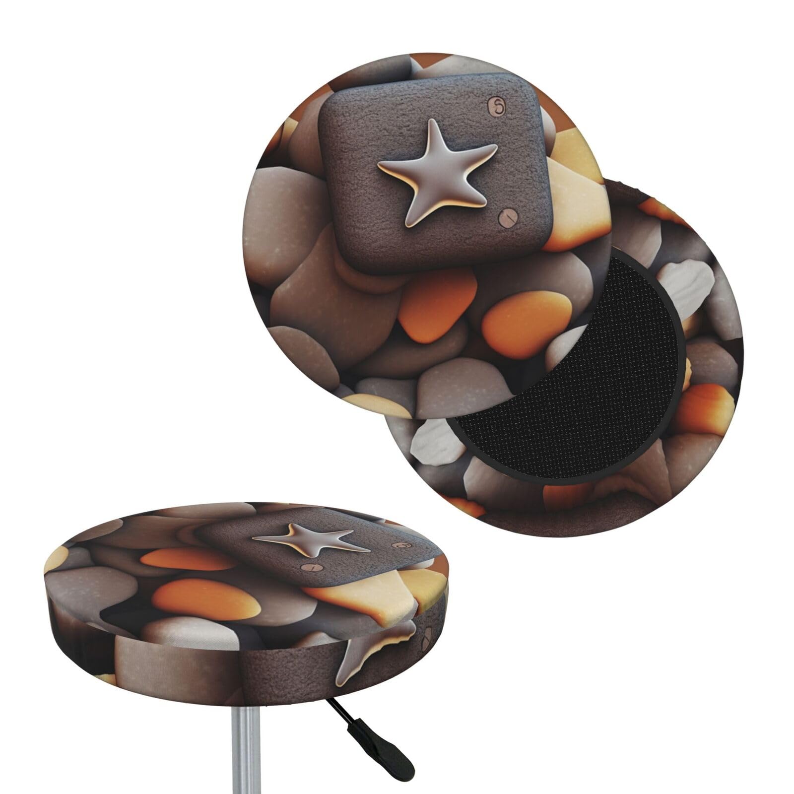 NONHAI Pebble Bar Stool Cover Round Elastic Stool Cushion Covers Dustproof Bar Chair Cover Washable Stool Cushion Slipcover Stretch Stool Seat Covers for 12-14 Inch Chair