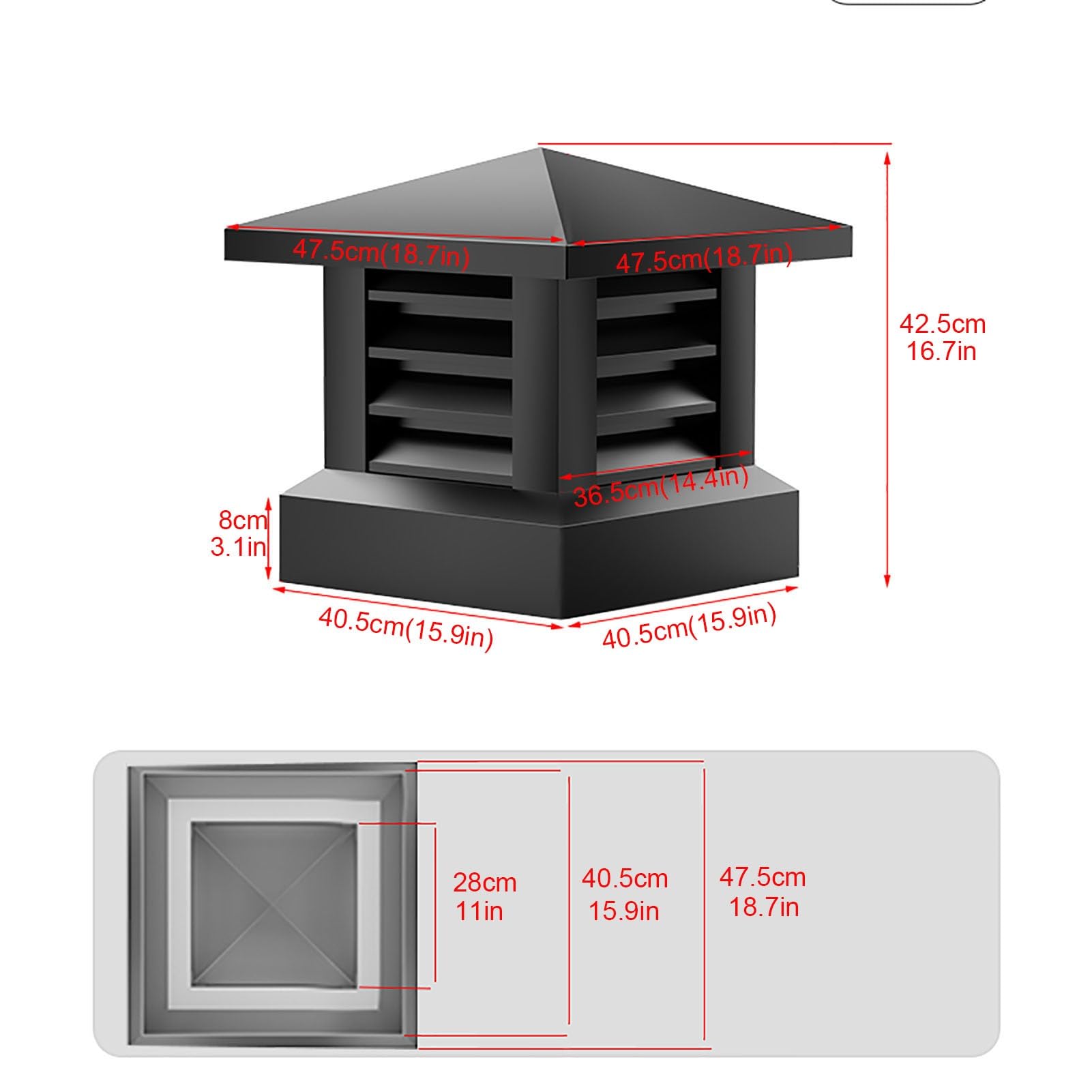 13x13 GoCampDirect Galvanized Steel Chimney Cap- 9x13 Inch Chimney Cover | Heavy Duty One-Piece Flue Cover With Mesh Storm-Proof Animal Guard | Mesh Chimney Chimney Caps