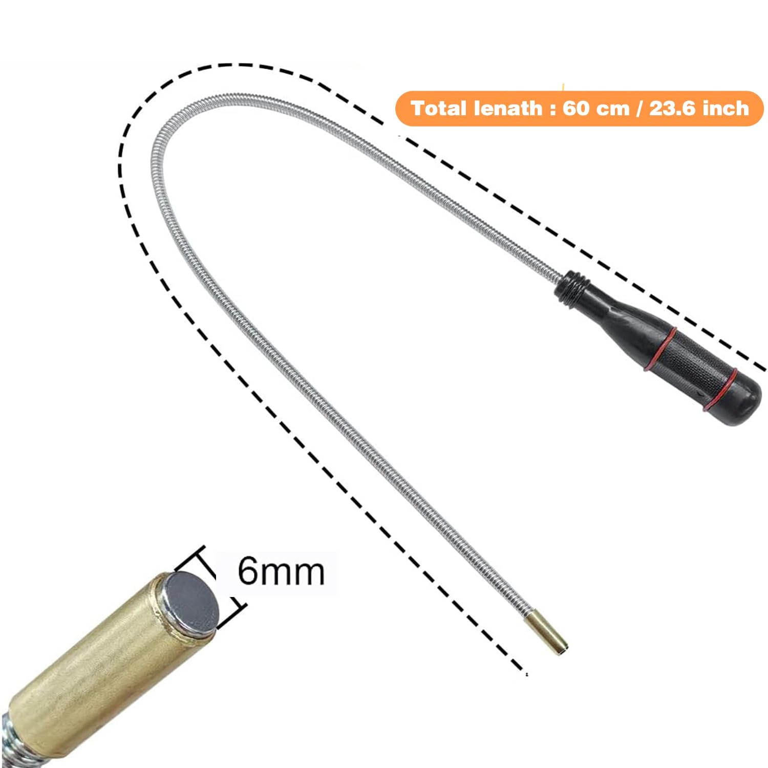 WUBAYI Pinza magnetica flessibile professionale da 60 cm, con design a collo di cigno, per parti auto, viti e oggetti in metallo