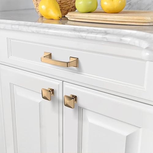 Miniatura 3 de Amerdeco ZH0002 - Paquete de 30 tiradores de gabinete de bronce champán de 3 pulgadas (2.992 in) con agujero central para gabinetes, manijas de