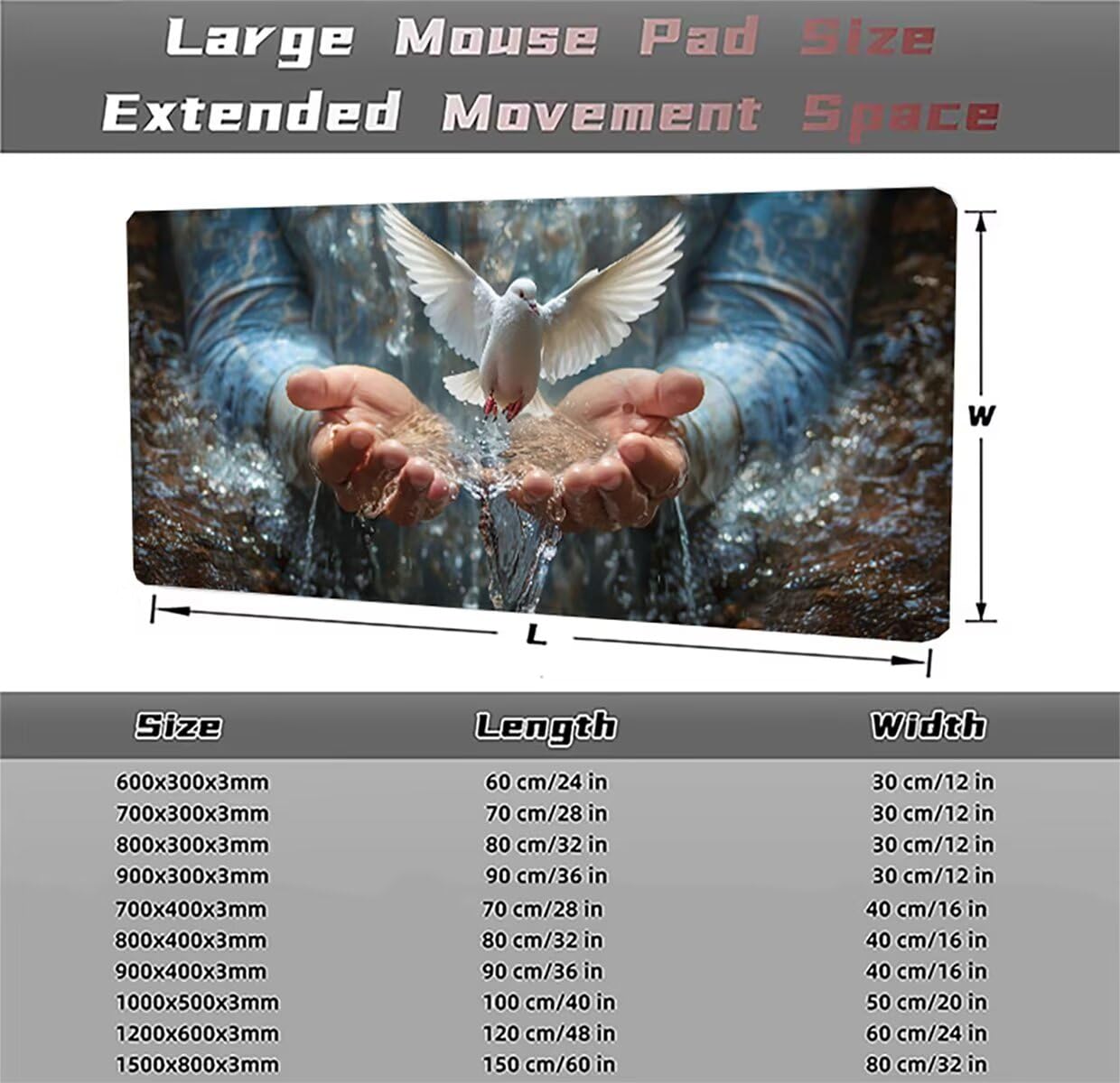 Tappetino per Mouse Gaming XXL 1200x600x3mm– Ufficio Mousepad Grande – Migliora la Velocità e la Precisione Tenuta Stabile Sottomano per Ufficio e Casa Accessori Scrivania Mano PjY4999 2-1