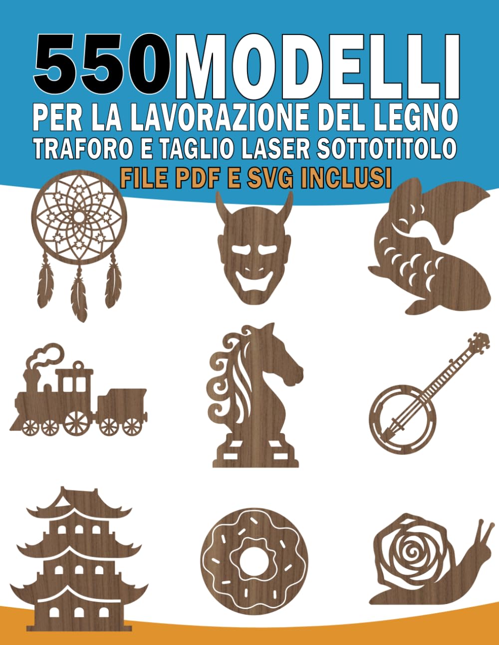550 Modelli per la Lavorazione del Legno, Traforo e Taglio Laser Sottotitolo: Una raccolta di motivi per la lavorazione del legno per artigiani e ... accesso digitale SVG e PDF tramite codice QR