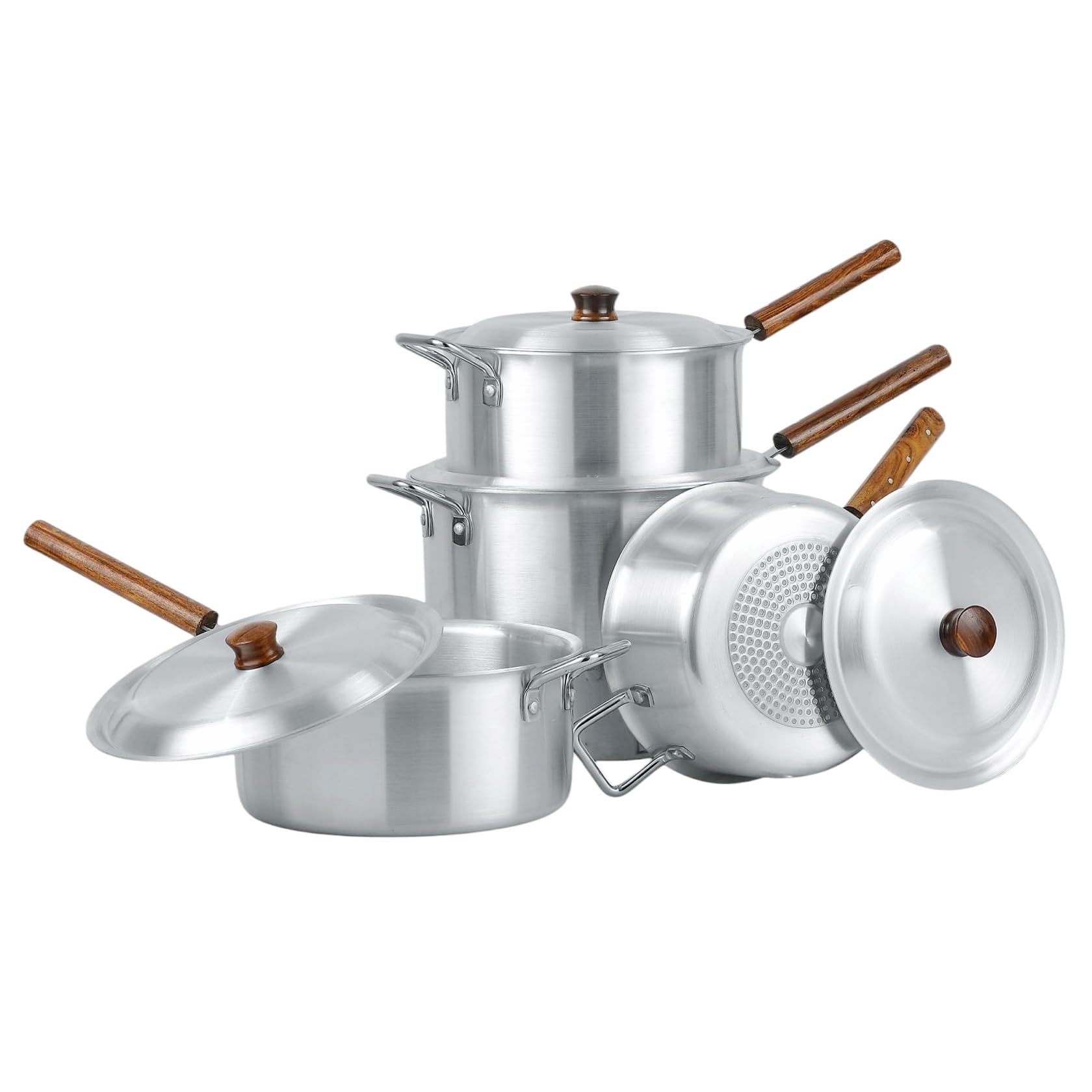 Kitchen King 4Pc Cookware Saucepans Stock Soup Pots Casserole Dish Frying Pan With Lid Professional Stew Catering Set (Western Set) Size 4