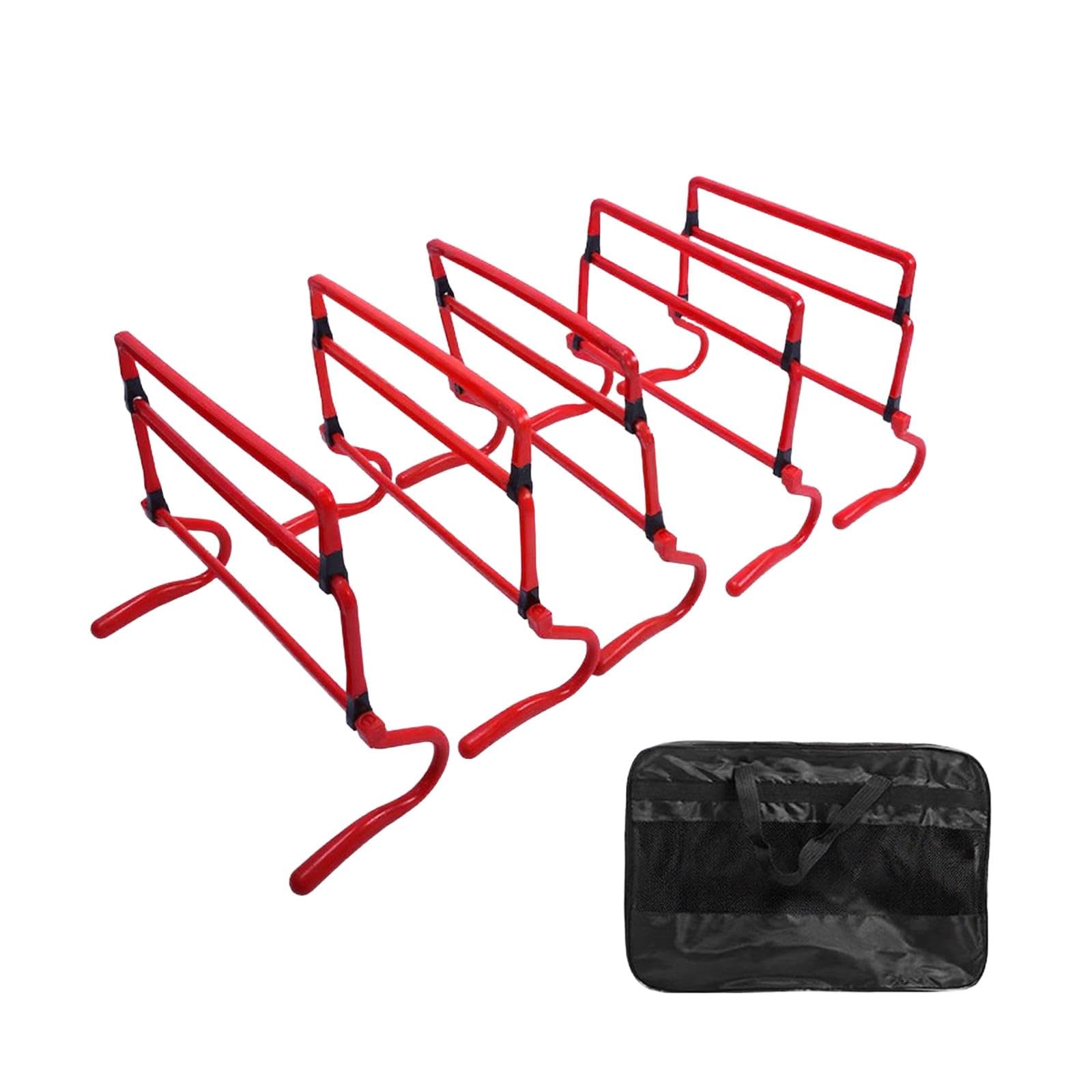5 Stück Agility Trainingshürden, Fitnesshürden, Einstellbare Geschwindigkeitstrainingshürden für Fußball, Football, Laufen, Rot