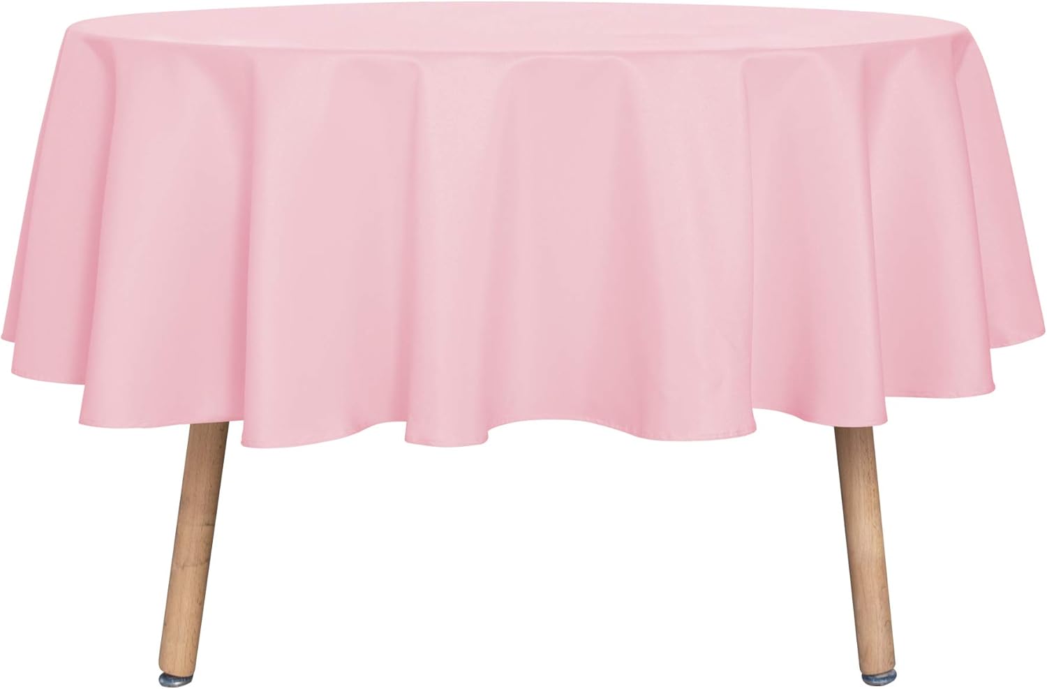 sancua 60 Inch Round Tablecloth (Fits 20-48 Inch Tables), Water Resistant Spill Proof Washable Polyester Table Cloth Decorative Fabric Table Cover for Dining, Buffet Parties and Camping, Pink Pink 60" (Round)