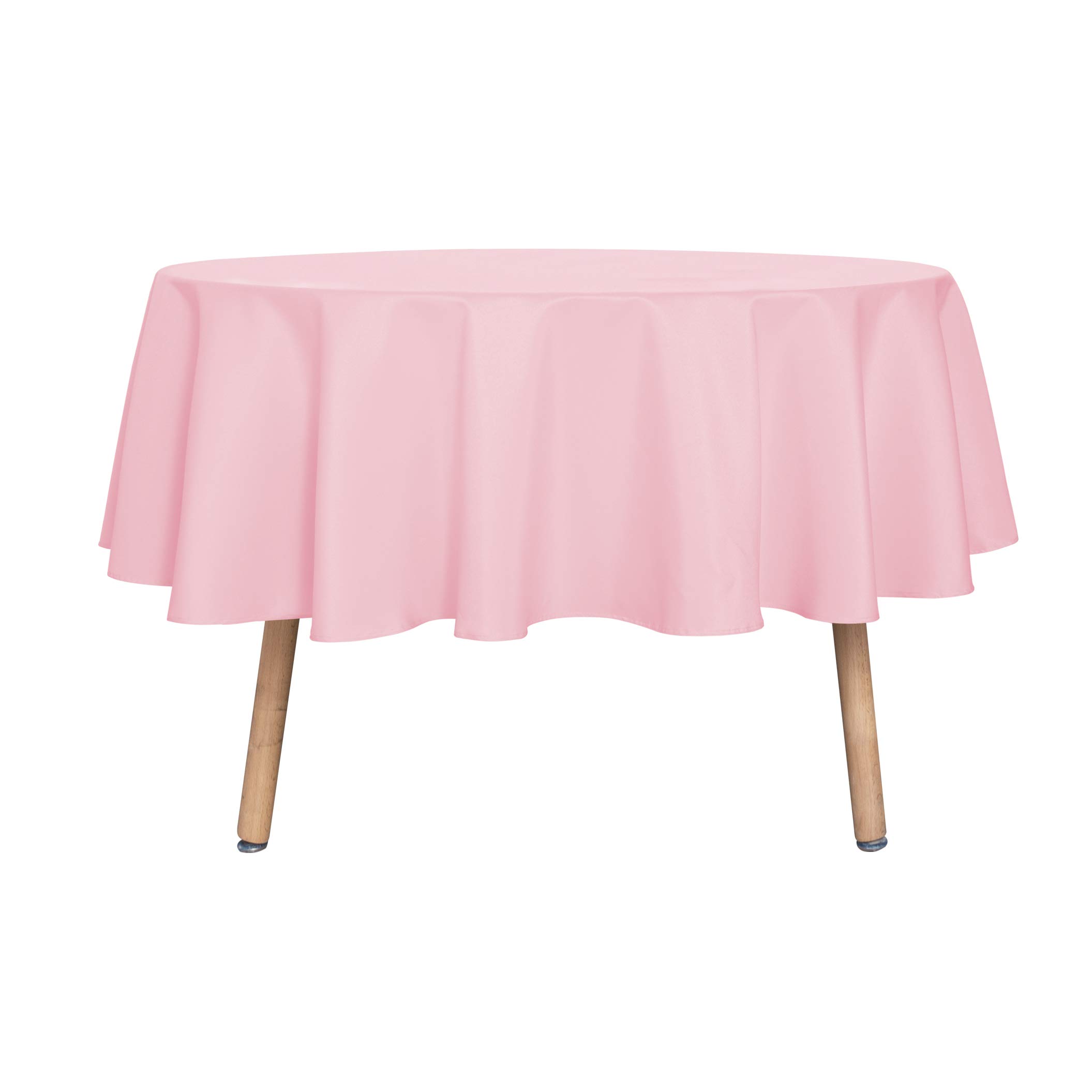 sancua Round Tablecloth - 60 Inch - Water Resistant Spill Proof Washable Polyester Table Cloth Decorative Fabric Table Cover for Dining Table, Buffet Parties and Camping, Pink