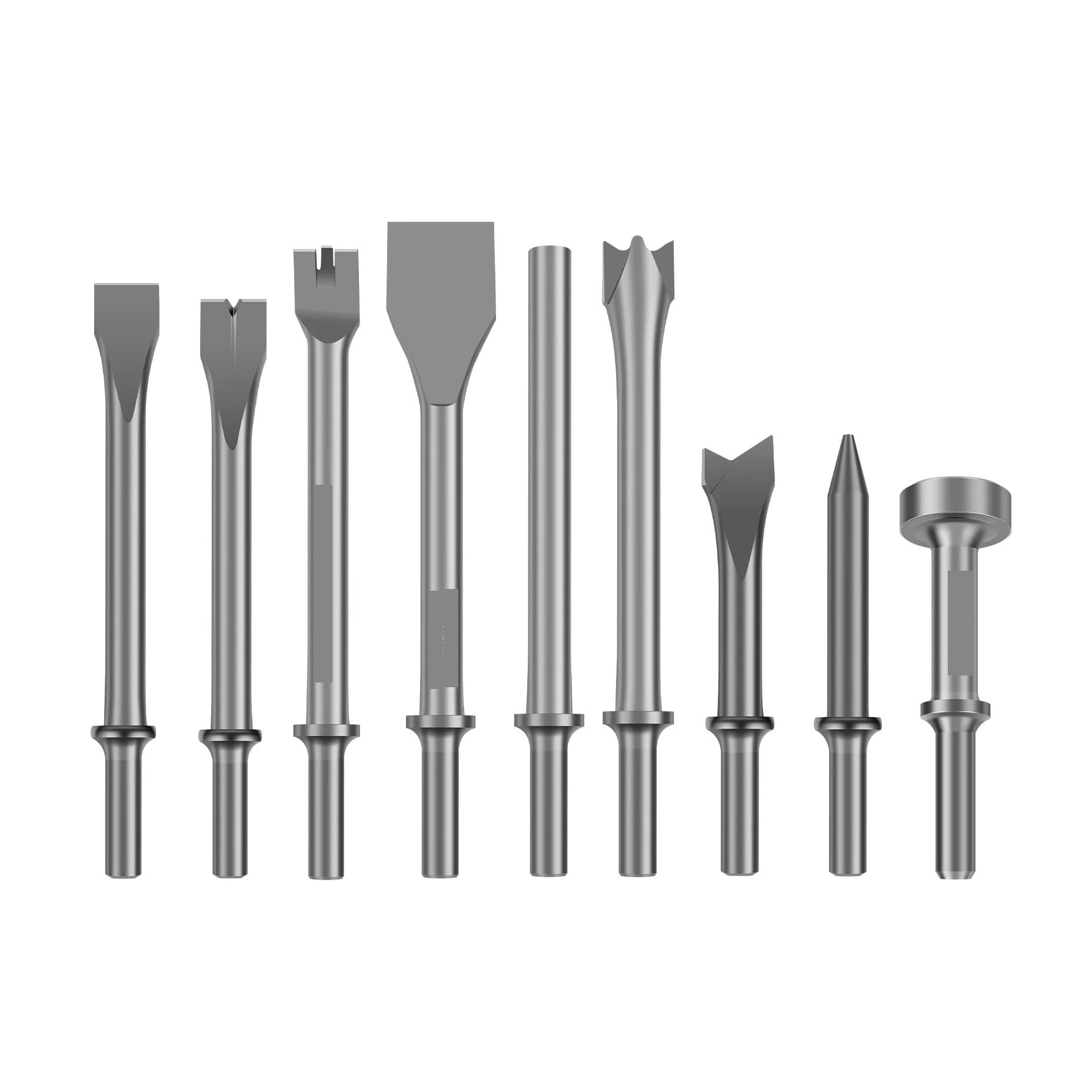 Air Hammer 9Pcs Metal Air Hammer Bits Set for Rust Removal Versatile Air Chisel Bits