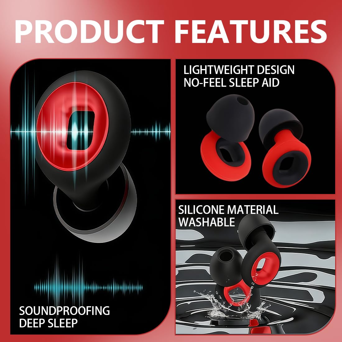 Tappi per Orecchie per Motociclisti, 2 Paia, Protezione dal Rumore del Vento, Tappi in Silicone Riutilizzabili per Concerti e Sonno - 3