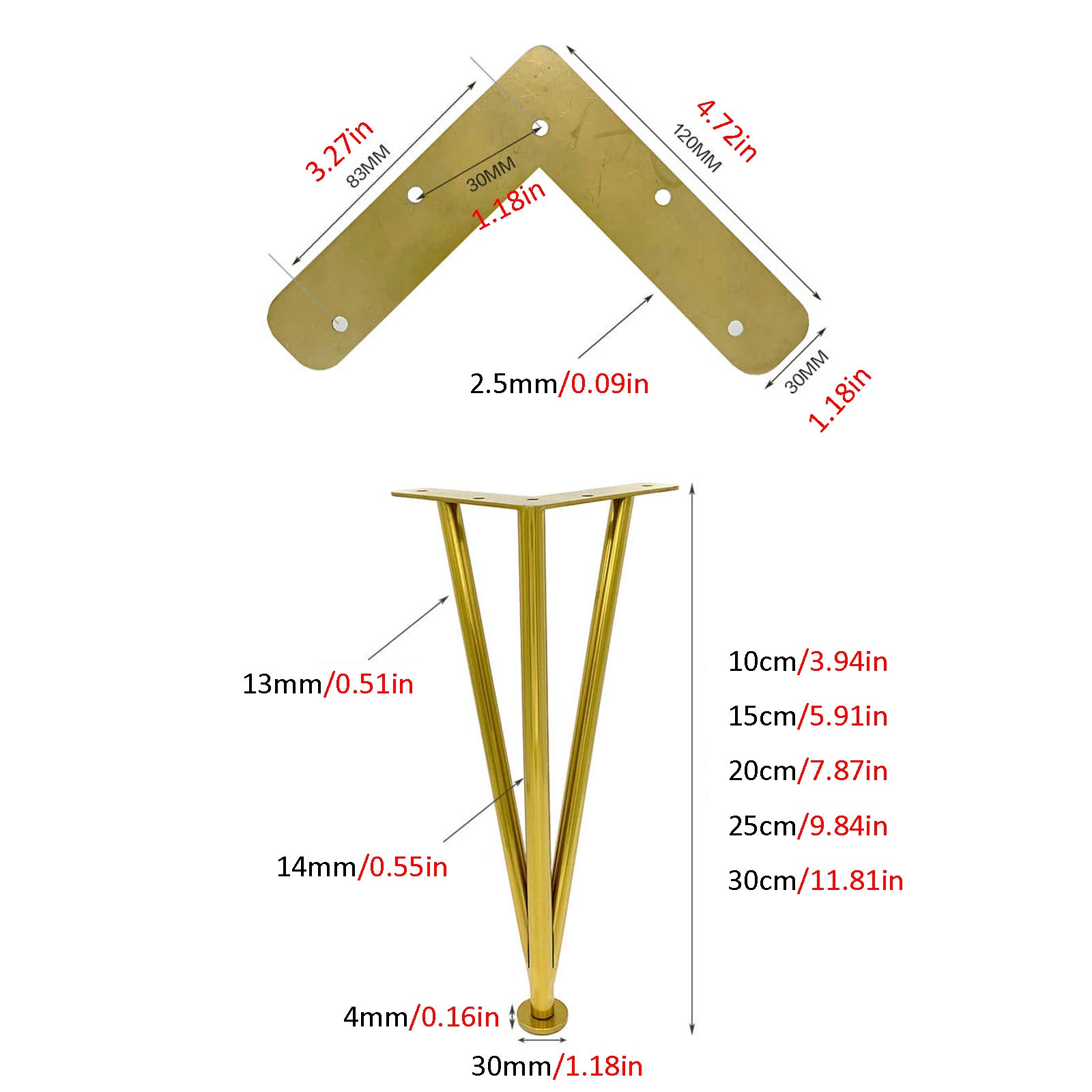 4 Piedini da Cucina Regolabili in Acciaio Inossidabile, Gambe per mobili Vieni con Viti, Piedi per Mobili in Metallo per armadi di Tavolo da Divano, scrivanie,Argento,15cm/5.91in