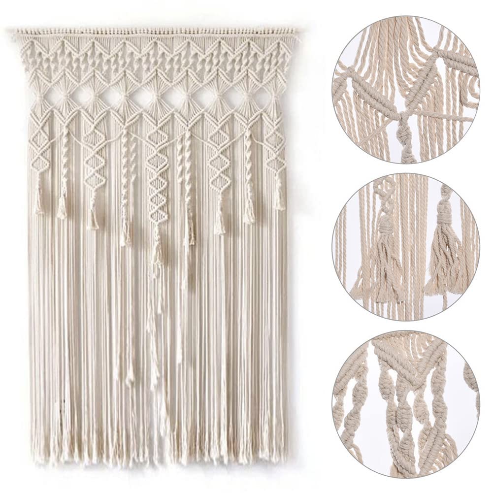 Rideau macramé fait à la main tapisserie murale pour décoration de mariage rideaux de fenêtre ivoire 90 cm l x 180 cm L