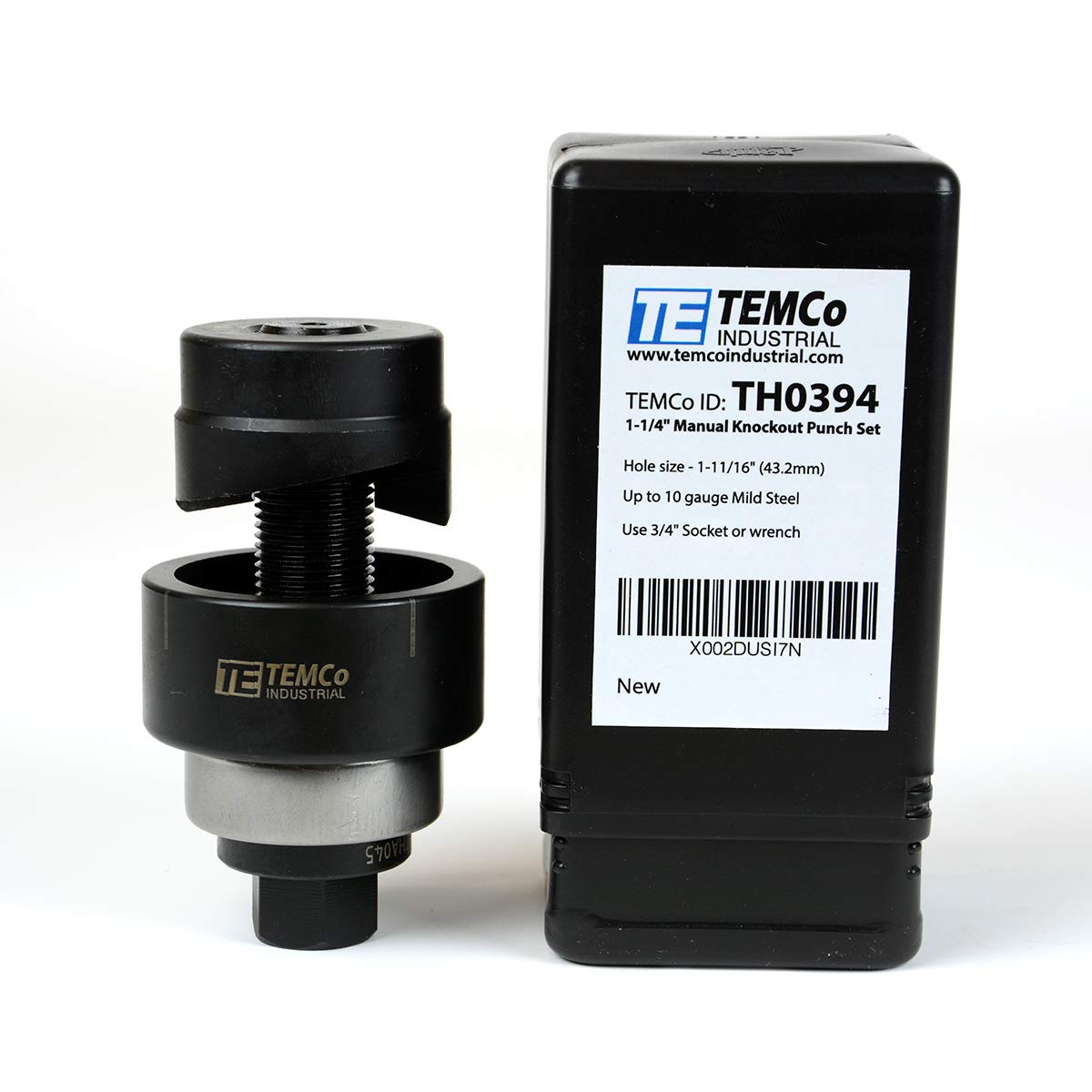 TEMCo TH0394-1 1/4" Conduit Hole Size Knockout Punch Unit & Manual Draw Stud – (1.70" – Actual Hole Size)