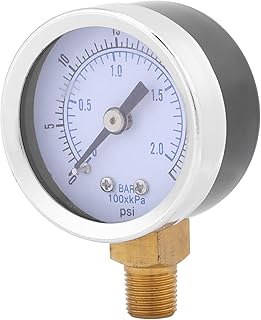 Mini Dial Hydraulic Pressure Gauge, Metal Case, Portable, Double Scale for Air, Water, Oil