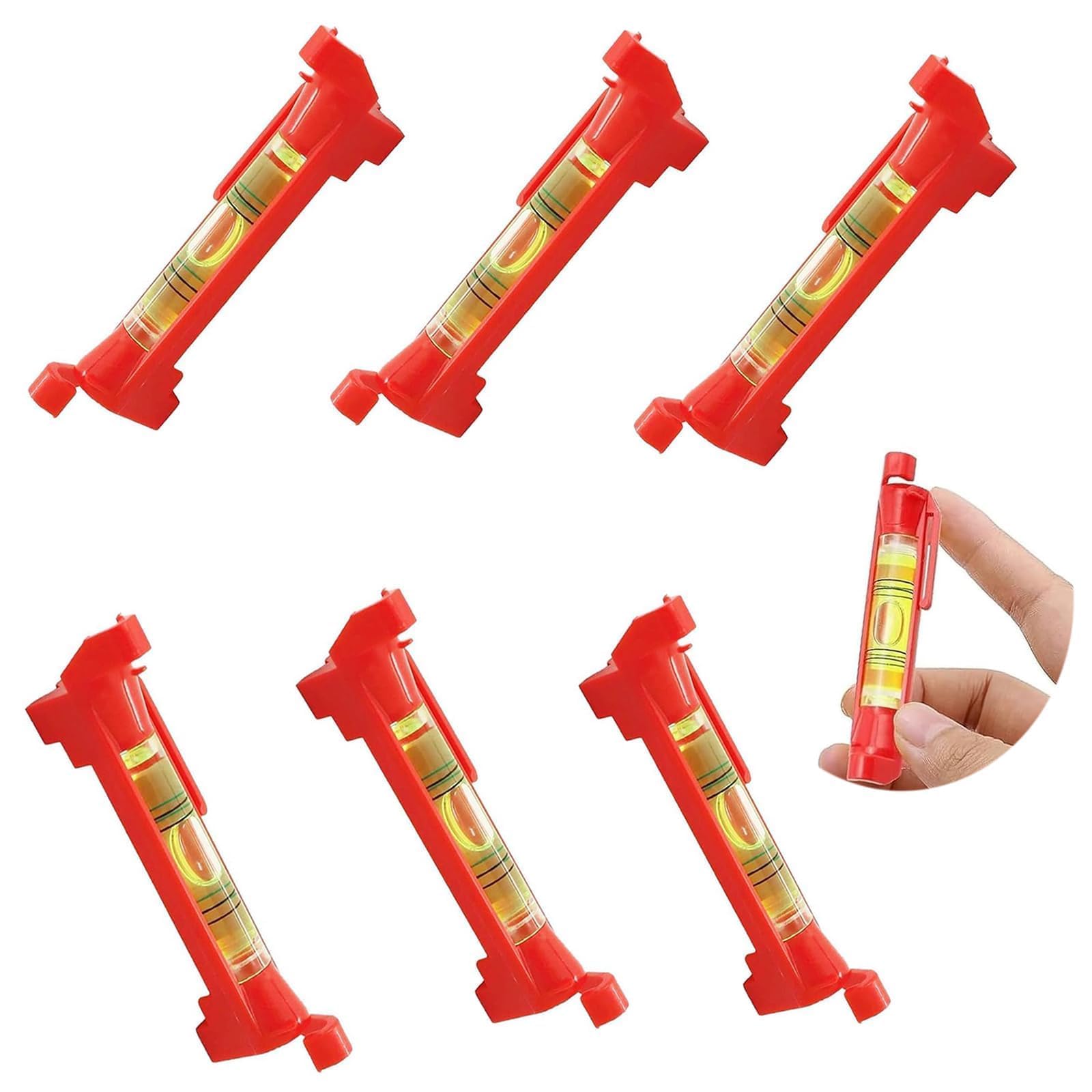NIYATA 8 pz Livella a Bolla per Corda, Mini Livella a Bolla 75 mm, Livelli di Bolla con Filo di Sospensione per Muratura, Idraulica e Lavori di Precisione, Rosso