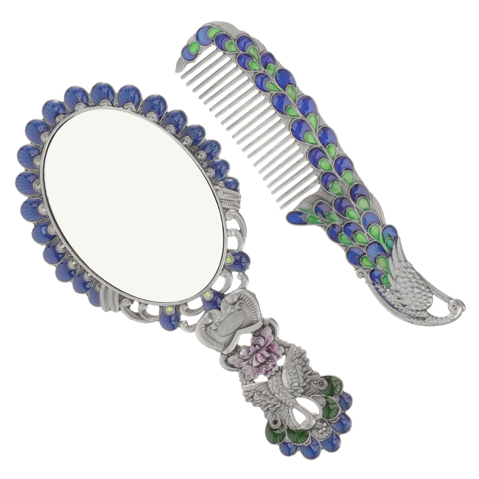 Miroir compact vintage en métal contre les retouches ratées, ensemble peigne de poche
