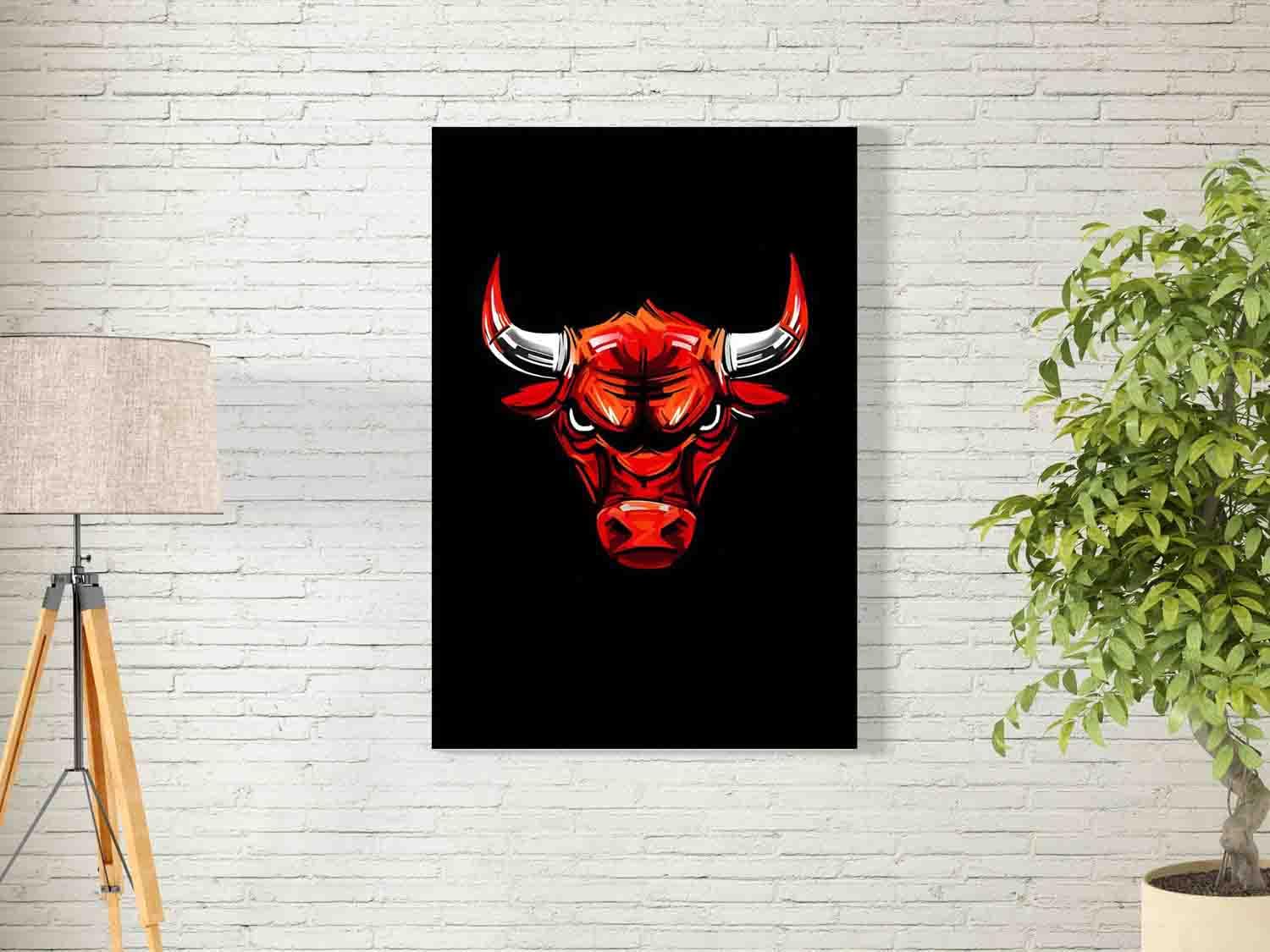 BPA® Red Raging Bull Wall Art For Decoration Easy To Hang, 55X80Cm, 1Pcs