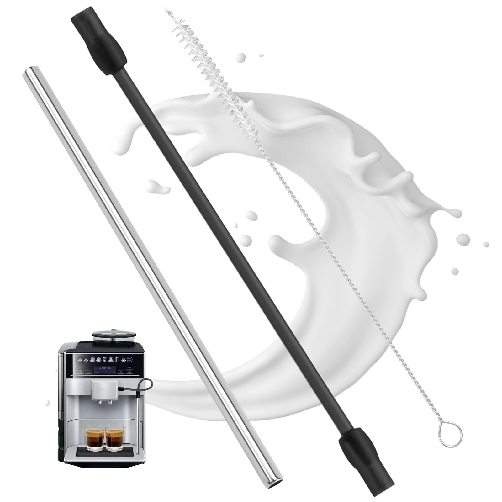 Edelstahl Milchschlauch Set Für Siemens EQ6 - Mit Reinigungsbürste