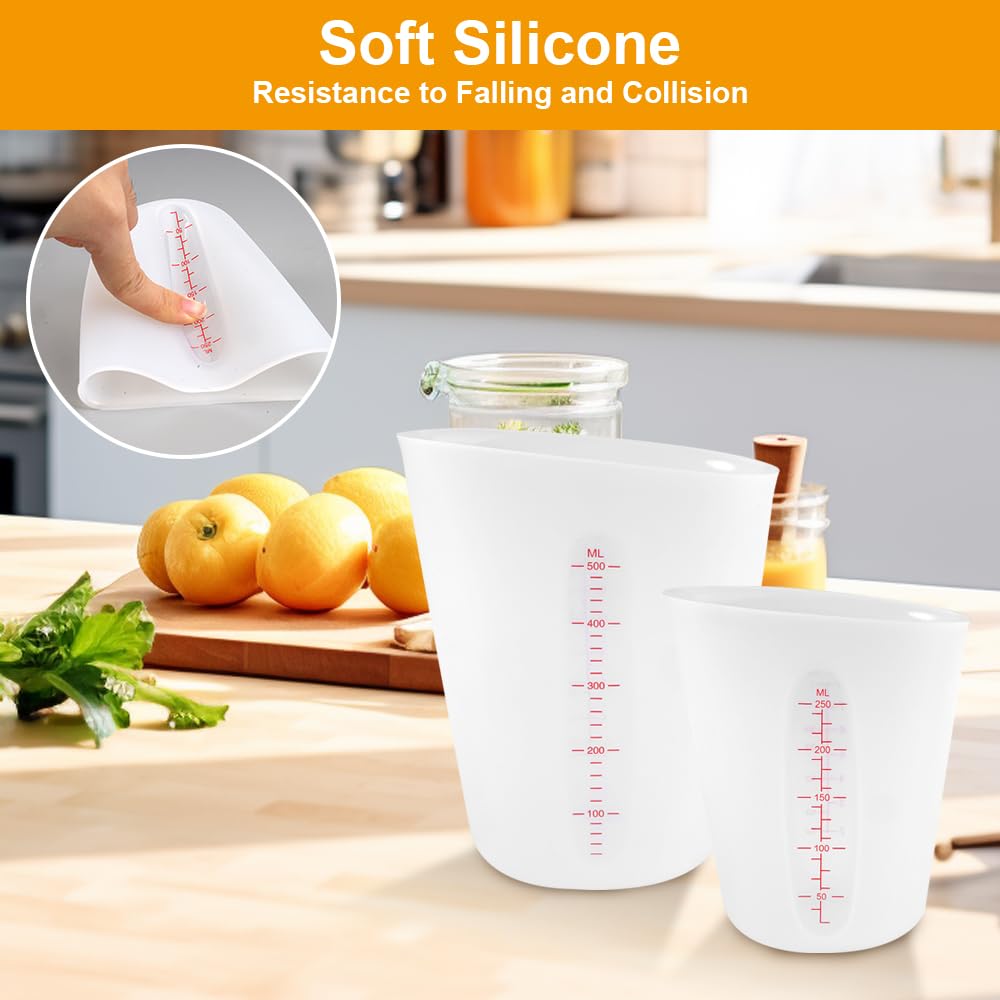 2x Silikon Messbecher 250/500ml - Für Epoxidharz & Basteln