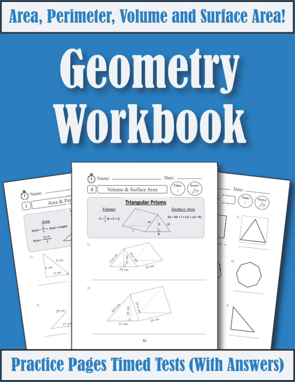 Area Perimeter And Volume: Geometry Workbook: Practice Pages Of Geometry For Kids & Beginners (With Answers) KS2-KS3 Maths