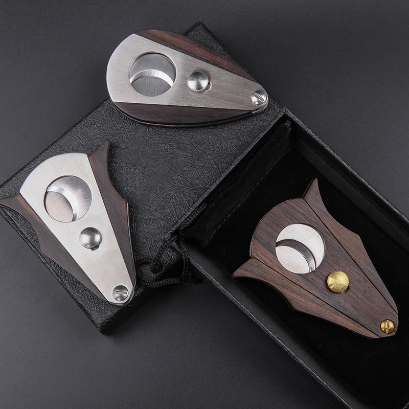 JDIME Sandalwood Cigar Cutter Scissors Knife Sharp Blade Puncher Guillotine Smoking Tool Gift(01)