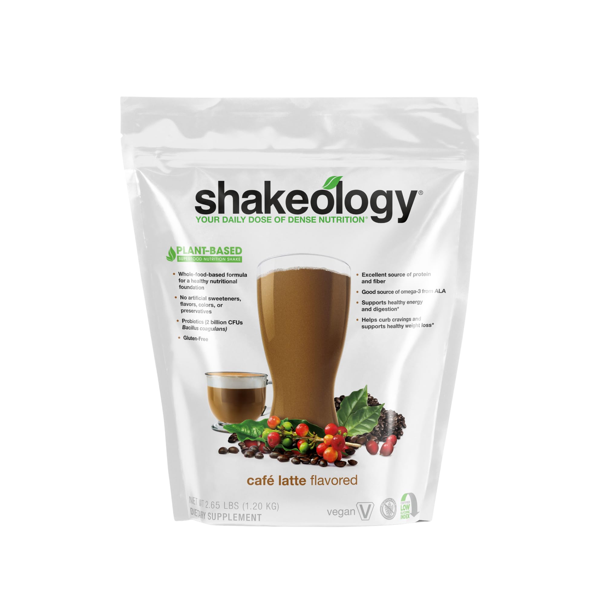 Shakeology Plant Based Protein Powder Blend – Gluten-Free Shake with Vitamins and Minerals – Helps Support Weight Loss, Lean Muscle, Gut Health – Cafe Latte, 30 Servings