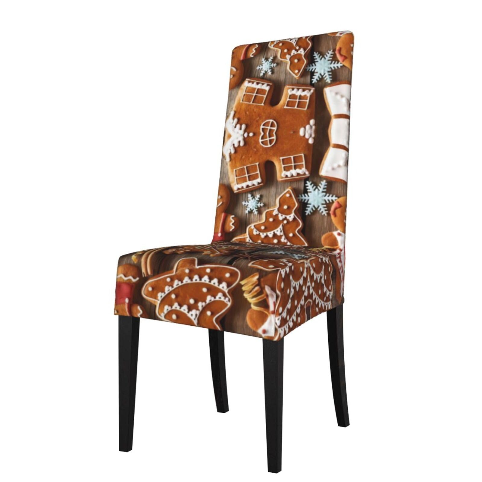 Yyhwhjde Black Gingerbread Cookies Prints Dining Chair Throw Covers - Stretchable Spandex Slipcovers For Chair Protection & Refreshing Your Dining Room