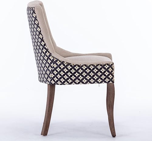 Miniatura 4 de A&A Furniture Ultra Side Dining Chairs Set of 2, Modern Table & Chair Sets with Thickened Fabric and Solid Wood Legs, Bronze Nail Head Accent,