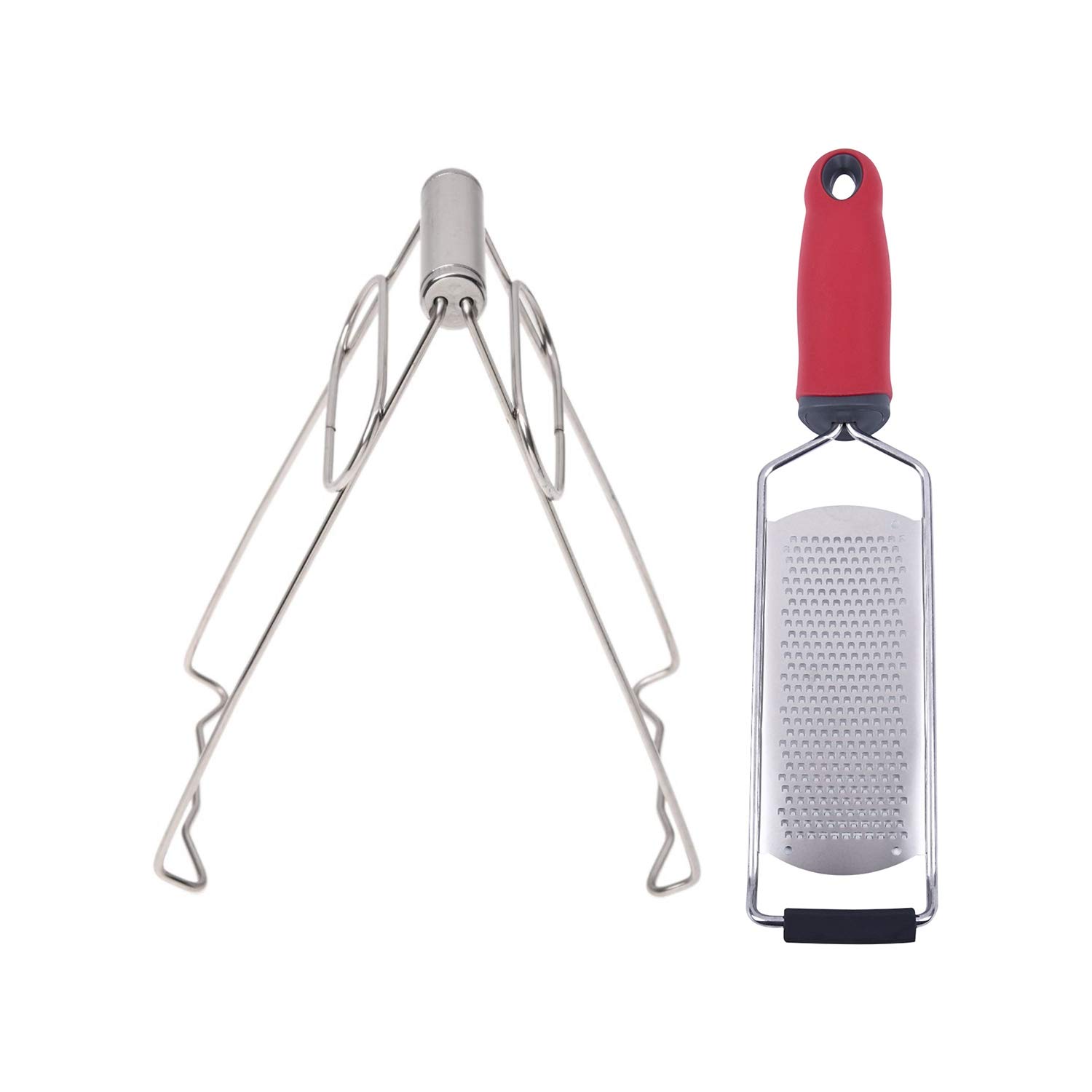 Moligh doll 2 Pcs Accessories: 1 Pcs Stainless Steel Trapezoidal Wavy Double Feet Hot Pot Dish Plate Clip & 1 Pcs Grater with PP 304 Stainless Steels Blade Grips