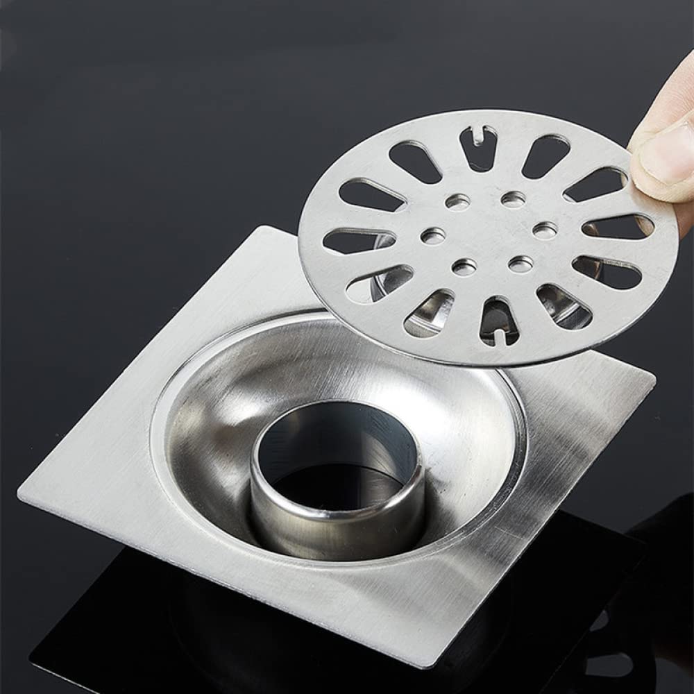 VVW&LIU Cubierta de desagües de Piso de Acero Inoxidable Drenaje de Ducha antiobstrucción Redondo Filtro de Fregadero Universal Tapón colector de Cabello Accesorios de baño,H