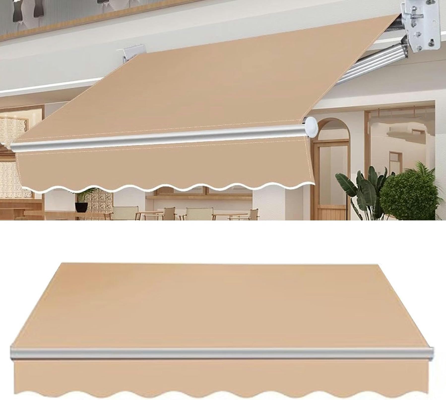 Toldo manual telescópico de tejido impermeable 280g para cubierta de patio y jardín