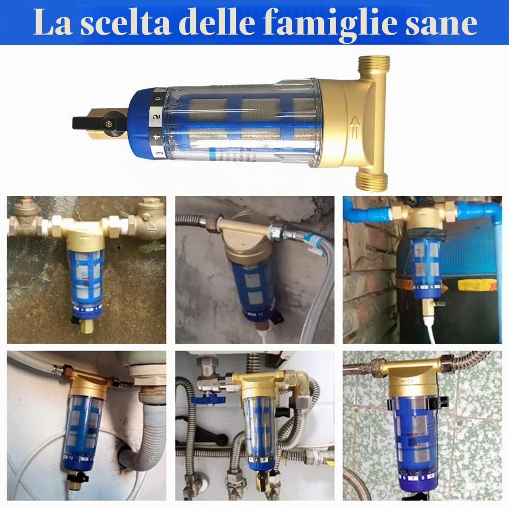 Filtro per Sedimenti Spin Down da 40 Micron, Filtro Acqua Riutilizzabile per Sedimenti Filettature Esterne Prefiltro per Acqua Filtro per Sedimenti per Acqua di Pozzo