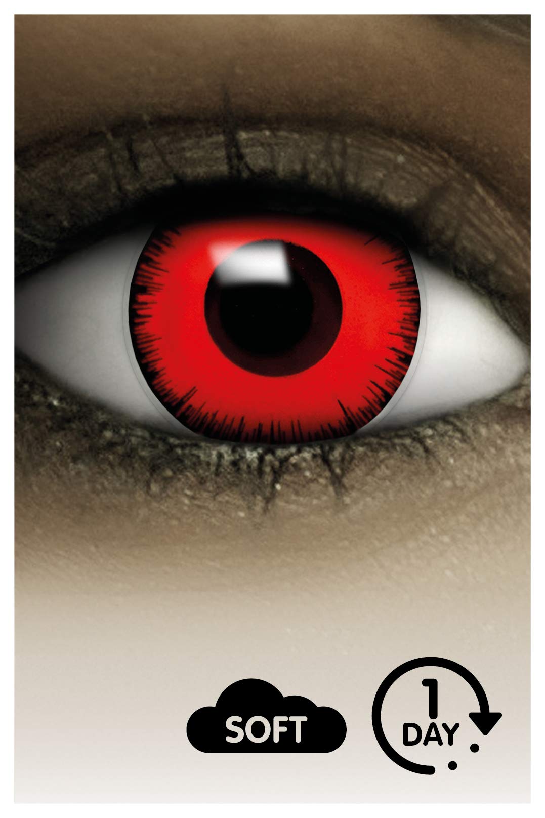 FXContacts Halloween Soczewki Kontaktowe – Kolorowe Soczewki Cosplay bez Mocy – Czerwony Wampir – 1 Para – Przemień się w CZERWONEGO WAMPIRA