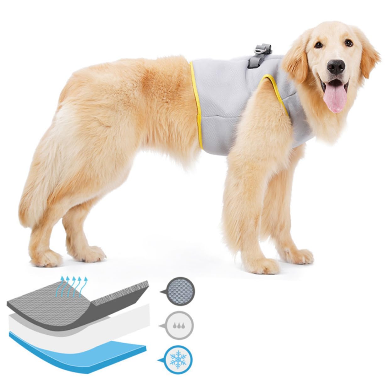 Happyyami Gilet Refroidissant pour Chien XL Aérée Et Respirante pour De Refroidissement pour Chiens Et Chiots Design Pratique pour Activités Plein Air