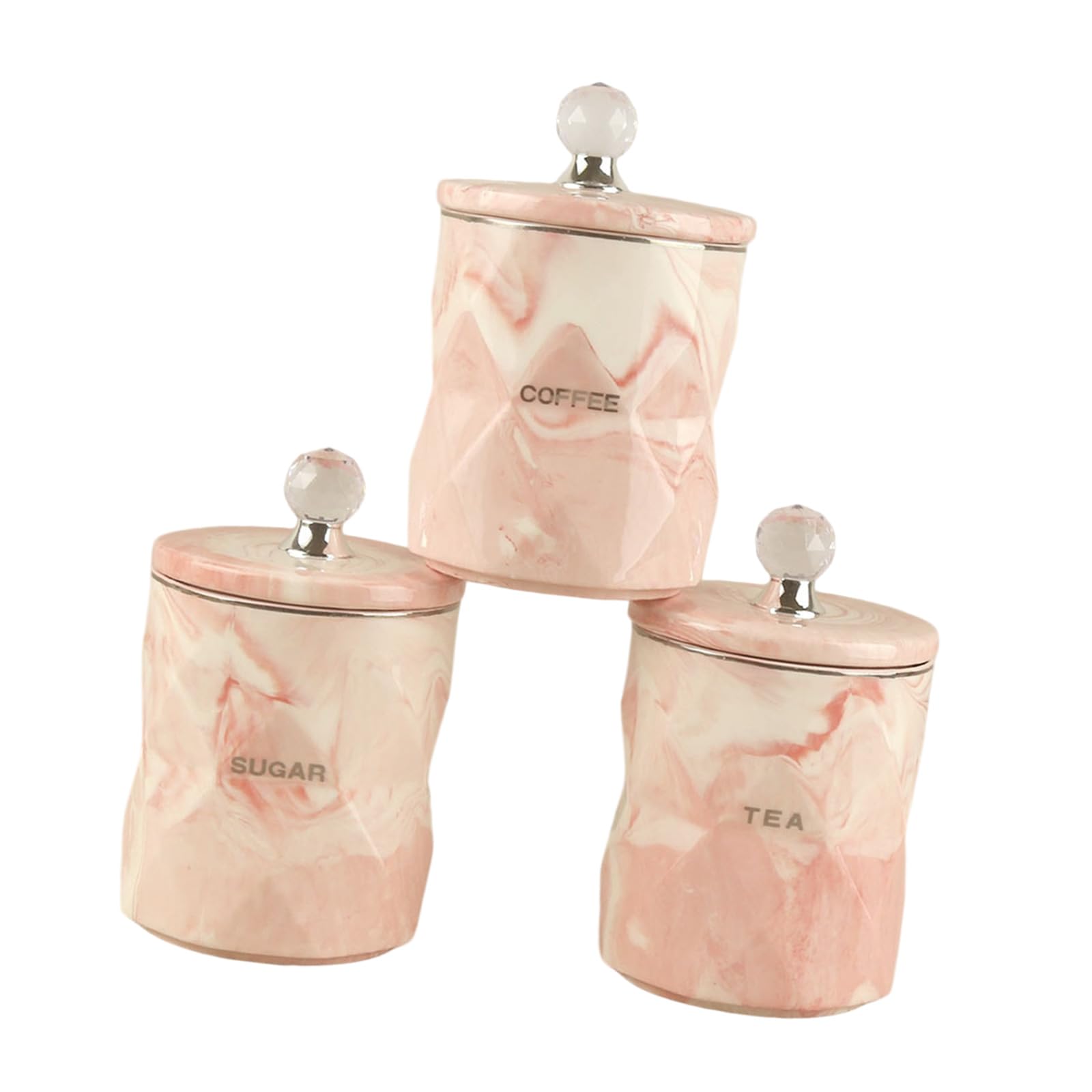 Boîtes en céramique café thé sucre | Set de 3 bocaux marbre